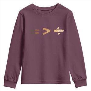 Equality Is Better than Division Youth Sweatshirt Equal Rights Math Symbol TS10 Maroon Print Your Wear