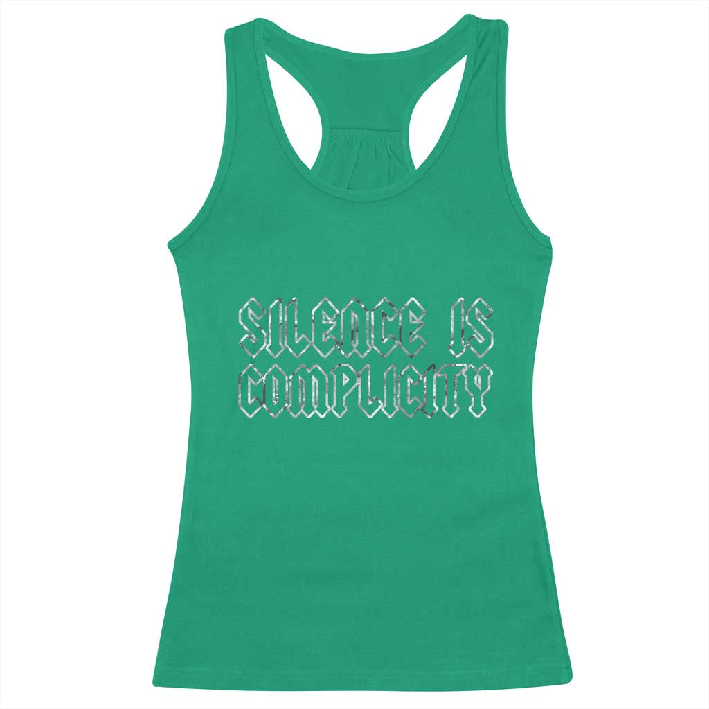 Silence Is Complicity Racerback Tank Top Political Resist Protest TS10 Irish Green Print Your Wear