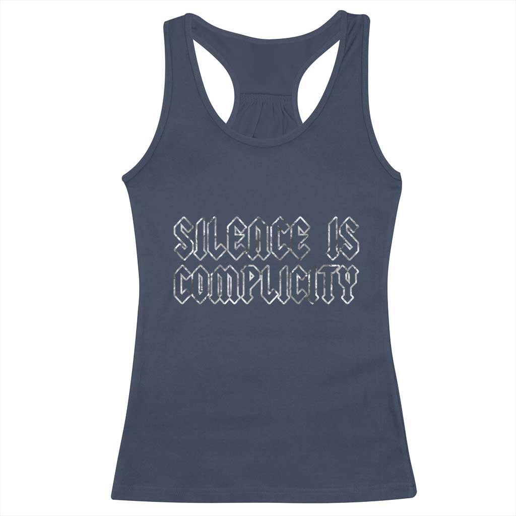 Silence Is Complicity Racerback Tank Top Political Resist Protest TS10 Navy Print Your Wear