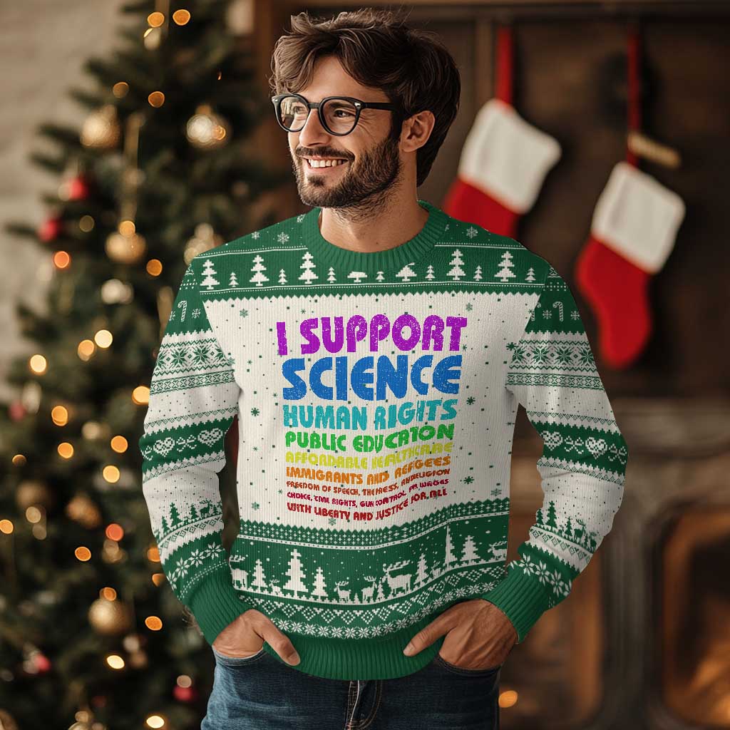 I Support Progressive Liberal Democratic Causes Protest Ugly Christmas Sweater TS10 Beige Green Print Your Wear