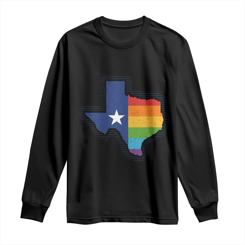 LGBTQ Texas State Flag Long Sleeve Shirt TS10 Black Print Your Wear