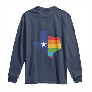 LGBTQ Texas State Flag Long Sleeve Shirt TS10 Navy Print Your Wear