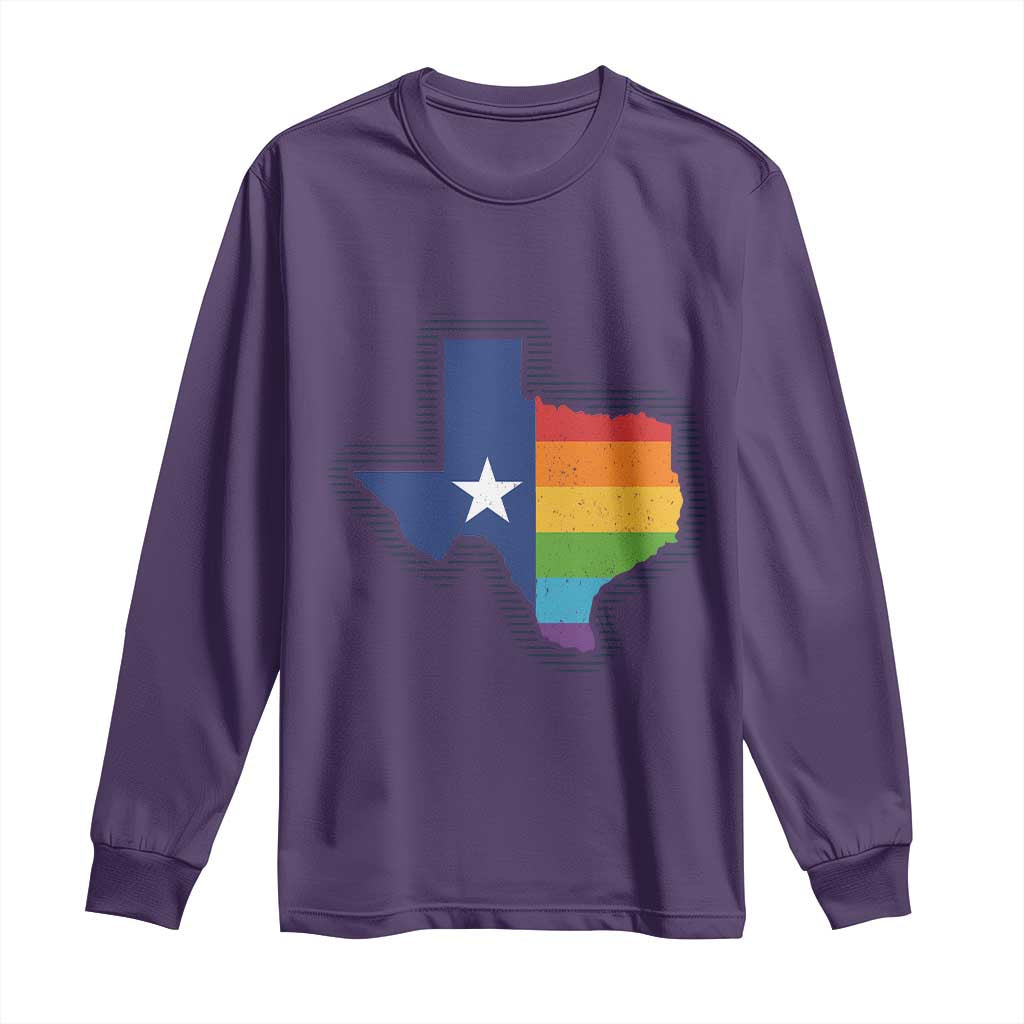 LGBTQ Texas State Flag Long Sleeve Shirt TS10 Purple Print Your Wear