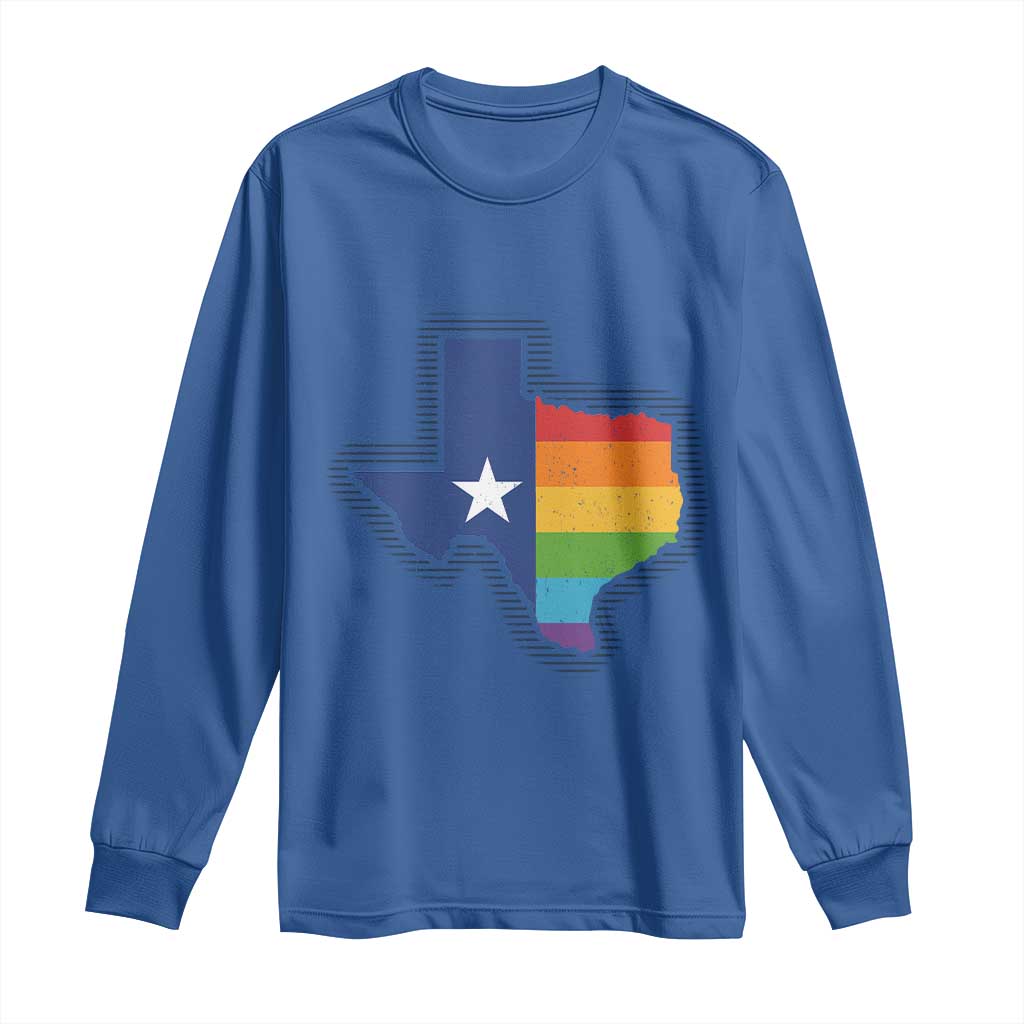 LGBTQ Texas State Flag Long Sleeve Shirt TS10 Royal Blue Print Your Wear