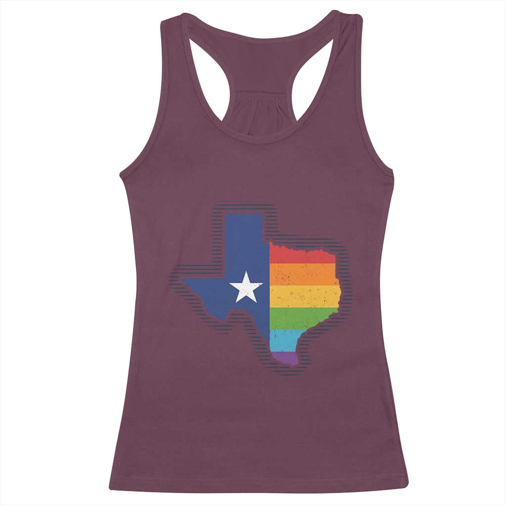 LGBTQ Texas State Flag Racerback Tank Top TS10 Maroon Print Your Wear