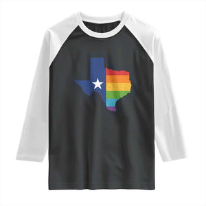 LGBTQ Texas State Flag Raglan Shirt TS10 Black White Print Your Wear