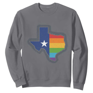 LGBTQ Texas State Flag Sweatshirt TS10 Charcoal Print Your Wear