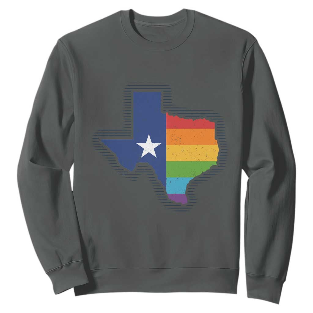 LGBTQ Texas State Flag Sweatshirt TS10 Dark Heather Print Your Wear