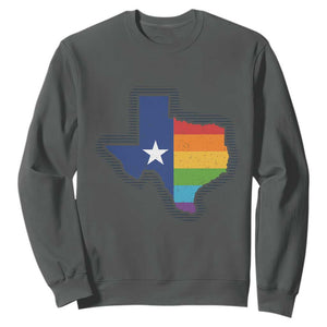LGBTQ Texas State Flag Sweatshirt TS10 Dark Heather Print Your Wear
