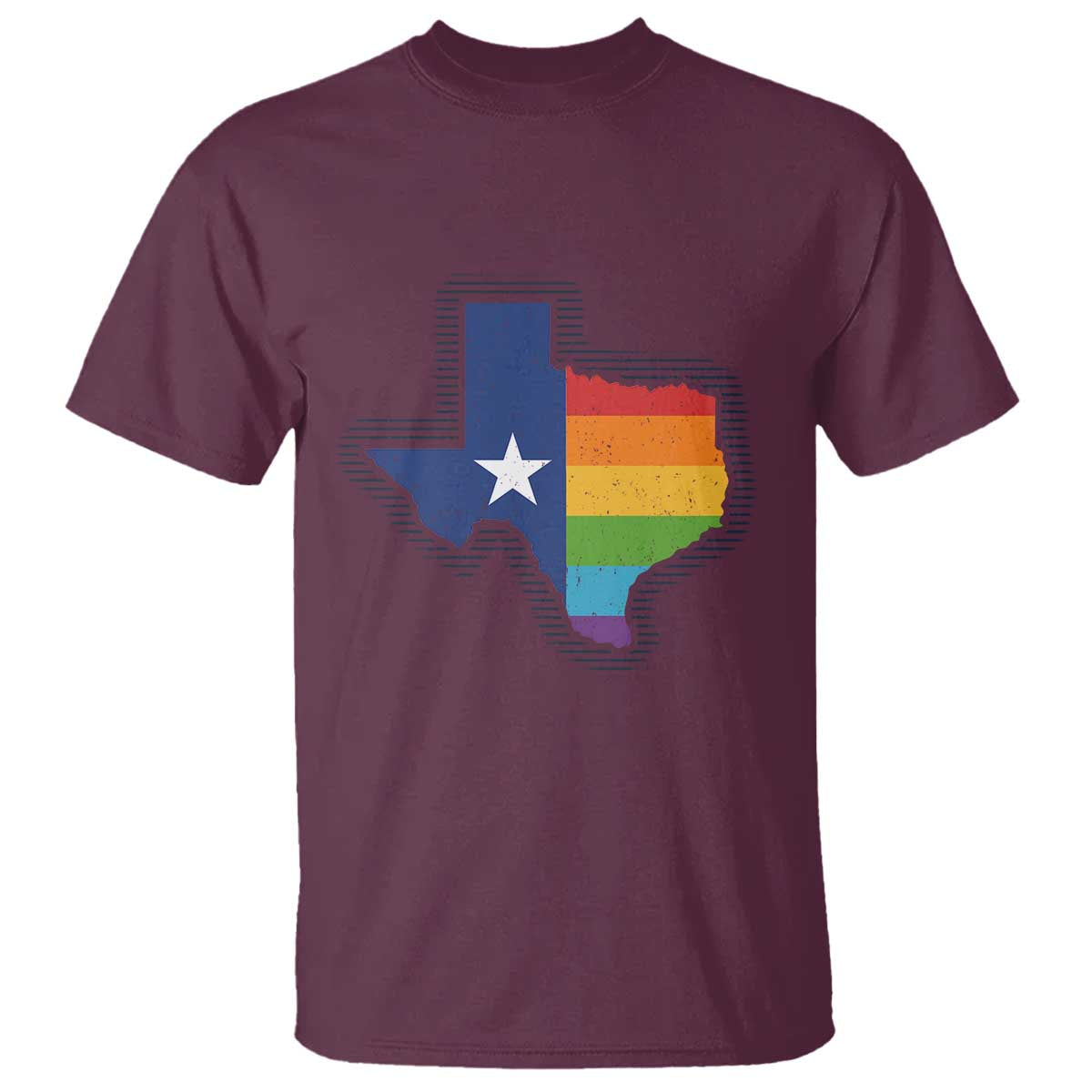 LGBTQ Texas State Flag T Shirt TS10 Maroon Print Your Wear