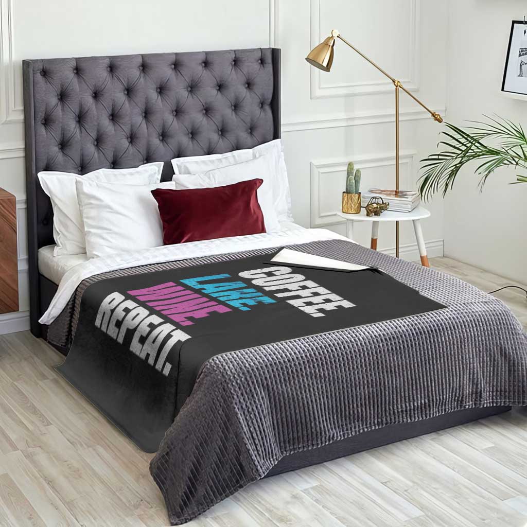 Funny Lake Life Throw Blanket Coffee Lake Wine Repeat TS10 Print Your Wear