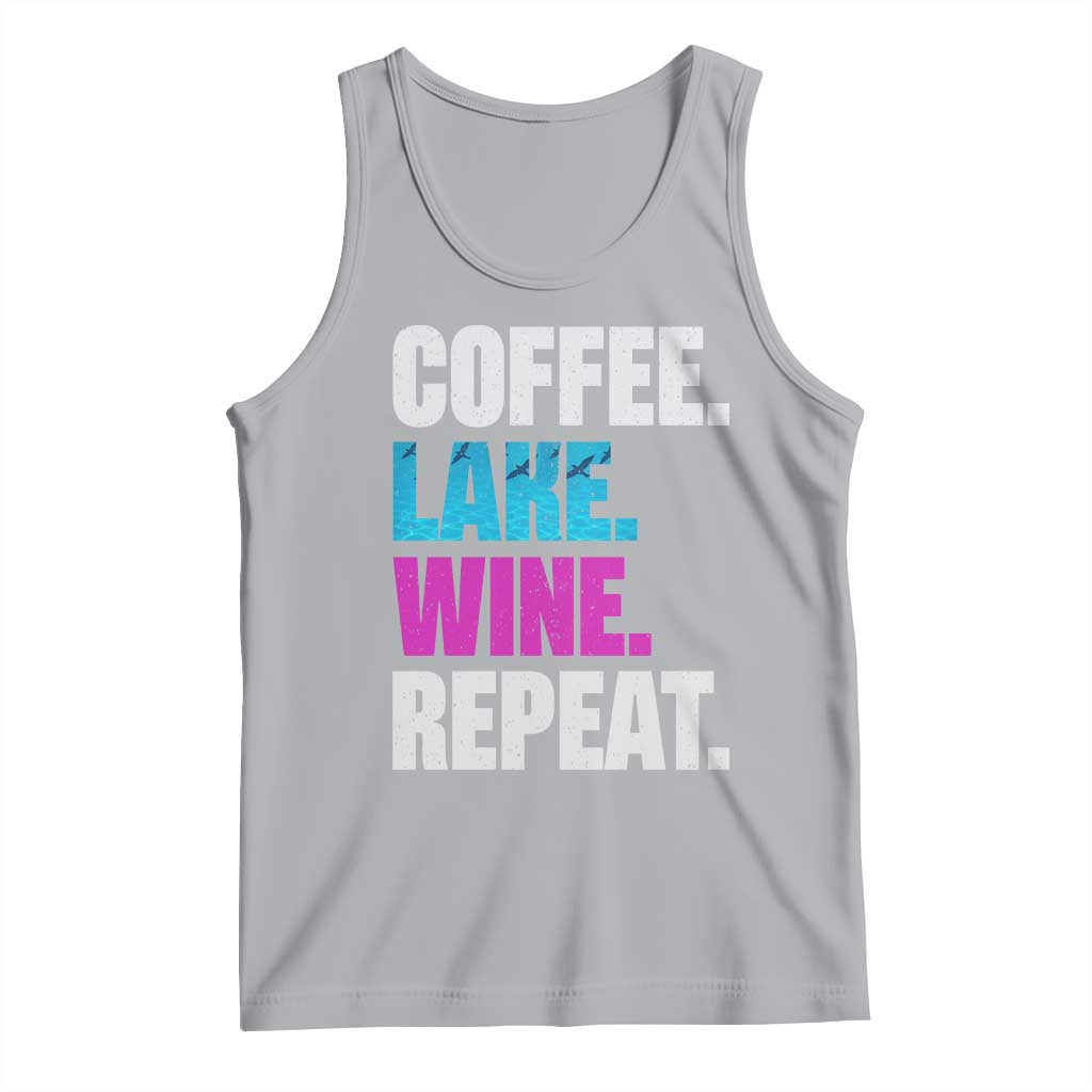Funny Lake Life Tank Top Coffee Lake Wine Repeat TS10 Athletic Heather Print Your Wear