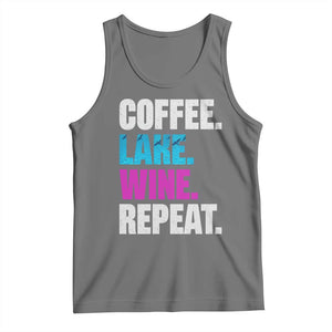 Funny Lake Life Tank Top Coffee Lake Wine Repeat TS10 Black Heather Print Your Wear