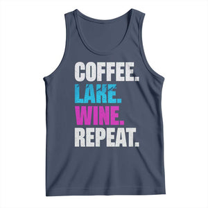 Funny Lake Life Tank Top Coffee Lake Wine Repeat TS10 Navy Print Your Wear