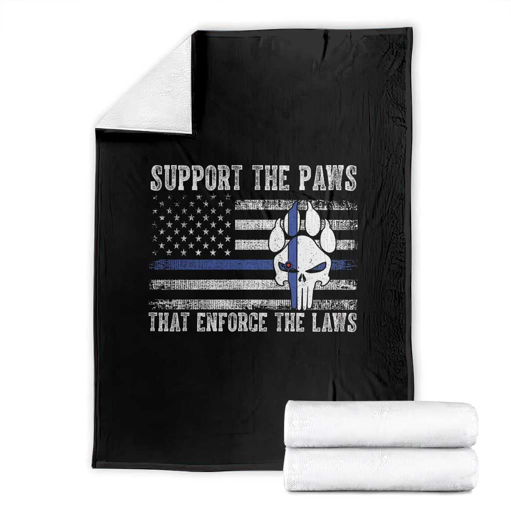 Police K9 Throw Blanket Support The Paws That Enforce The Laws US Flag TS10 Black Print Your Wear
