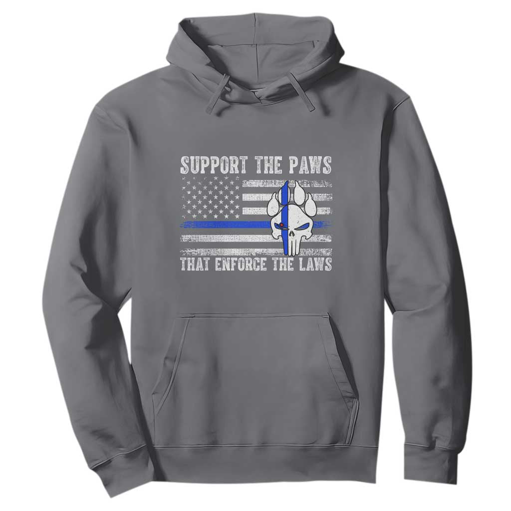 Police K9 Hoodie Support The Paws That Enforce The Laws US Flag TS10 Charcoal Print Your Wear