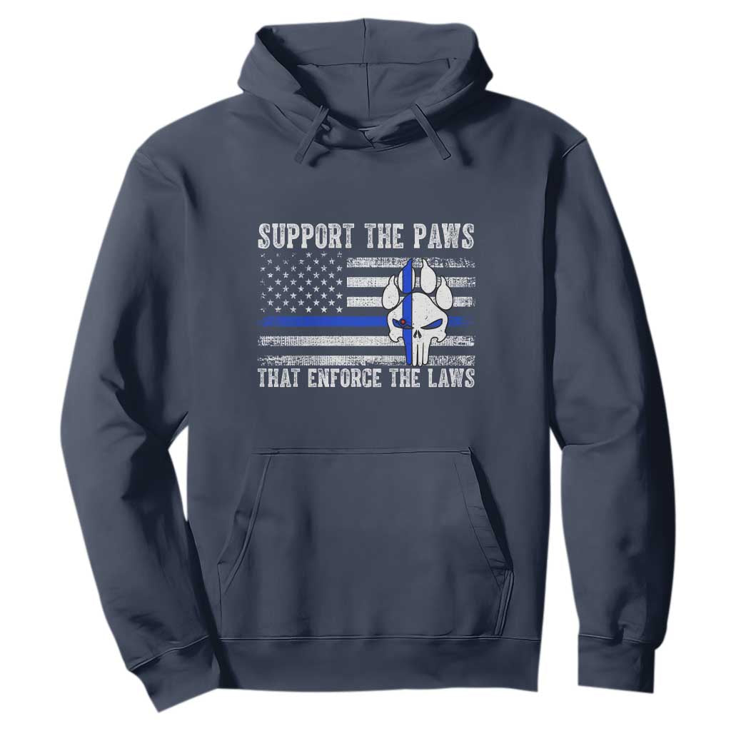Police K9 Hoodie Support The Paws That Enforce The Laws US Flag TS10 Navy Print Your Wear
