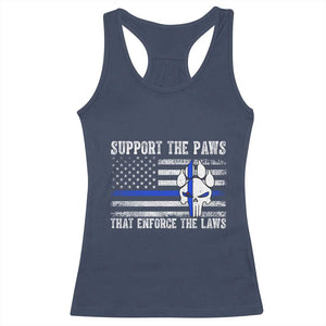 Police K9 Racerback Tank Top Support The Paws That Enforce The Laws US Flag TS10 Navy Print Your Wear
