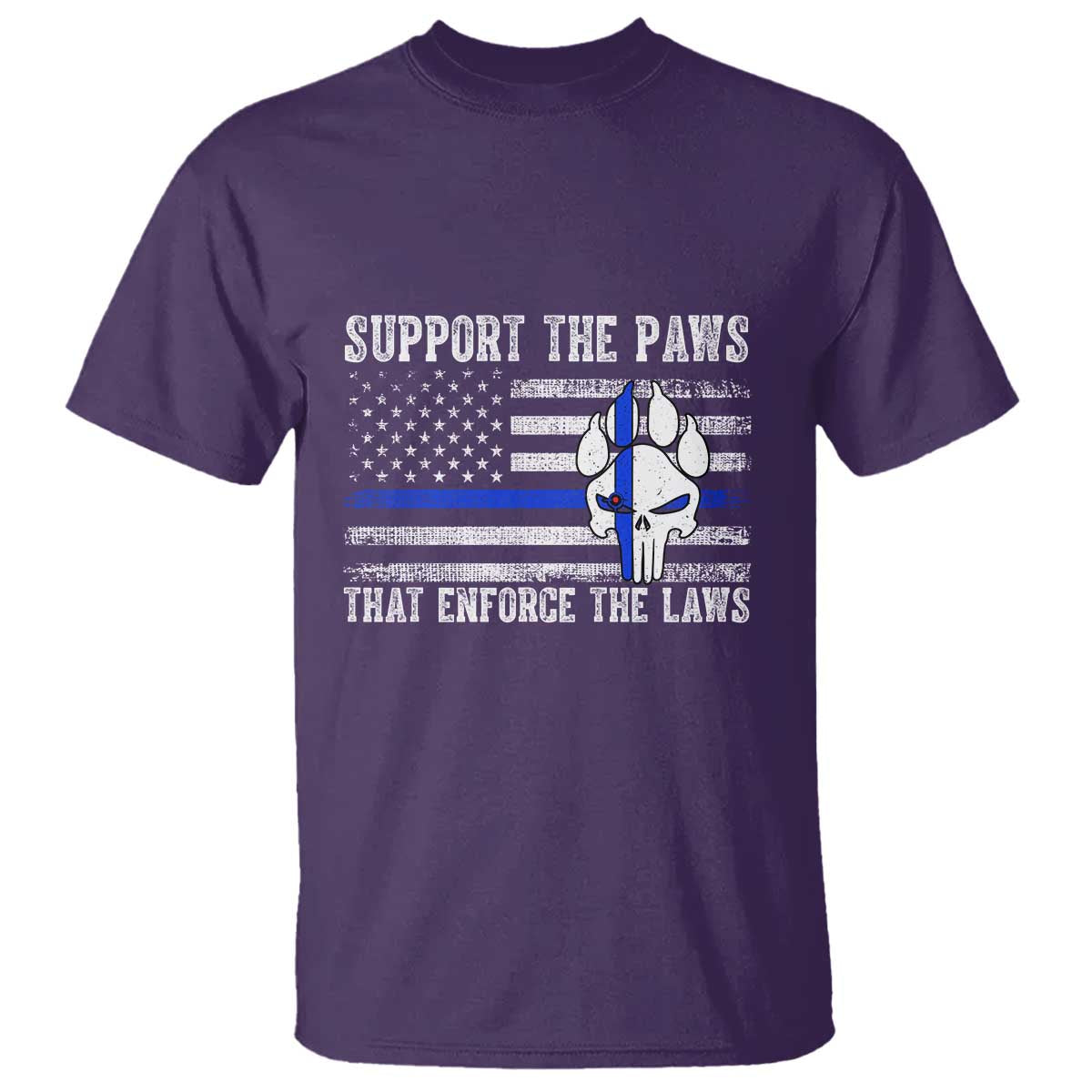 Police K9 T Shirt Support The Paws That Enforce The Laws US Flag TS10 Purple Print Your Wear