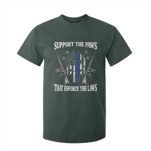 Police K9 T Shirt For Kid Support The Paws That Enforce The Laws American Flag TS10 Dark Forest Green Print Your Wear