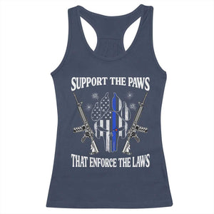 Police K9 Racerback Tank Top Support The Paws That Enforce The Laws American Flag TS10 Navy Print Your Wear