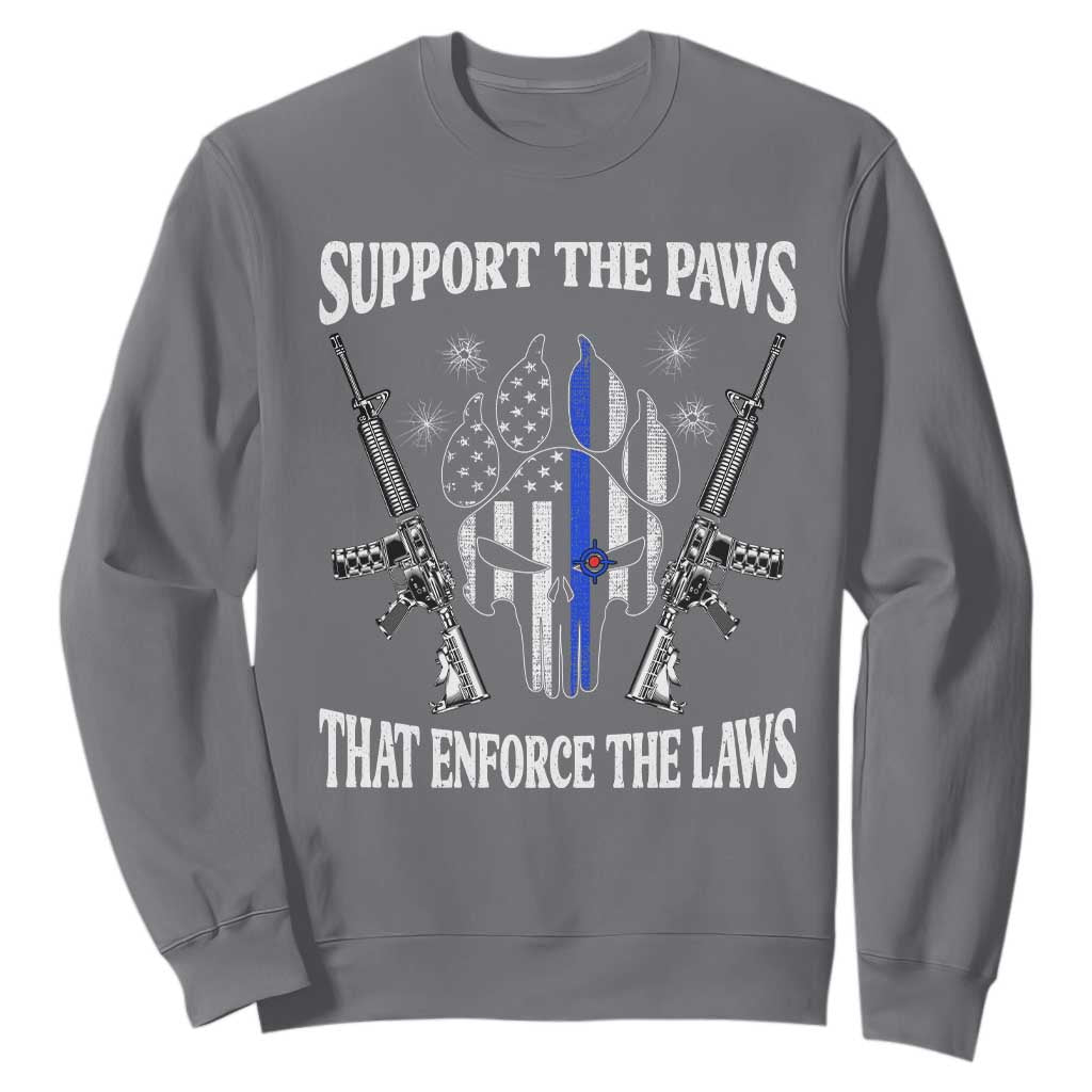 Police K9 Sweatshirt Support The Paws That Enforce The Laws American Flag TS10 Charcoal Print Your Wear