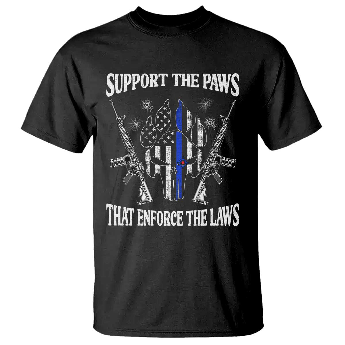 Police K9 T Shirt Support The Paws That Enforce The Laws American Flag TS10 Black Print Your Wear