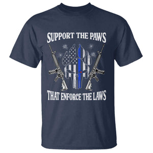 Police K9 T Shirt Support The Paws That Enforce The Laws American Flag TS10 Navy Print Your Wear
