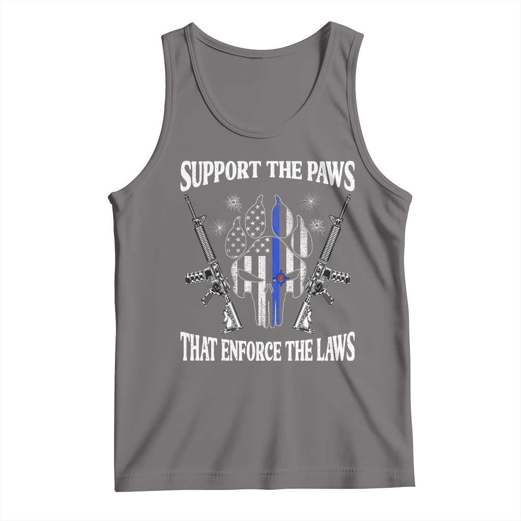 Police K9 Tank Top Support The Paws That Enforce The Laws American Flag TS10 Deep Heather Print Your Wear