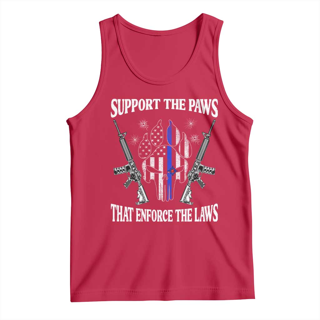 Police K9 Tank Top Support The Paws That Enforce The Laws American Flag TS10 Red Print Your Wear
