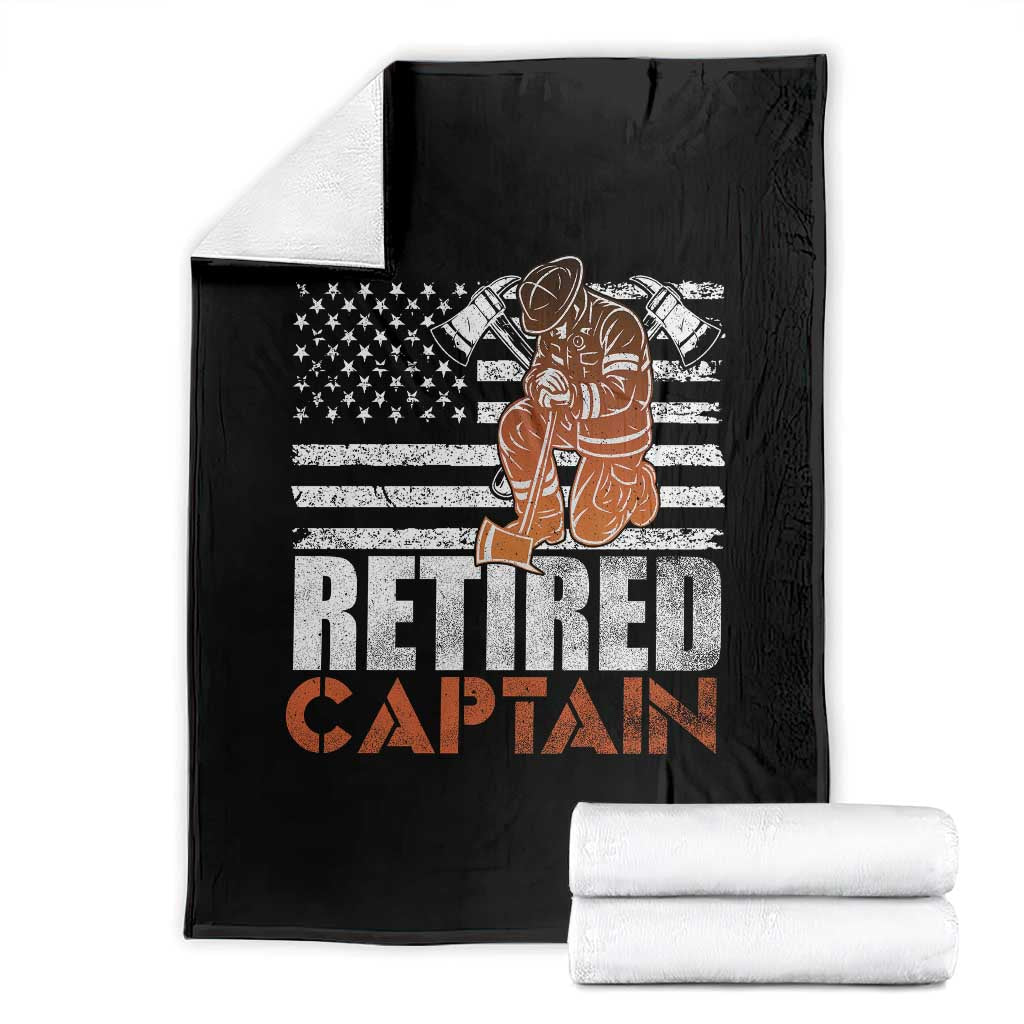 Retired Firefighter Captain Throw Blanket Vintage Retirement Gifts Fireman American Flag TS10 Black Print Your Wear