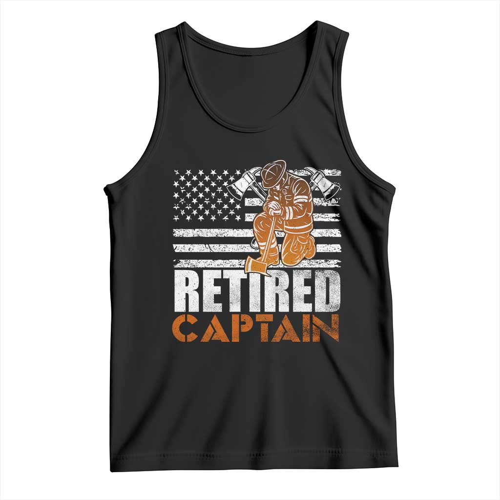 Retired Firefighter Captain Tank Top Vintage Retirement Gifts Fireman American Flag TS10 Black Print Your Wear