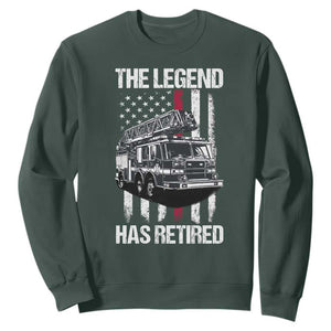 Retired Firefighter Sweatshirt American Flag Vintage Fireman Retirement Gifts TS10 Dark Forest Green Print Your Wear