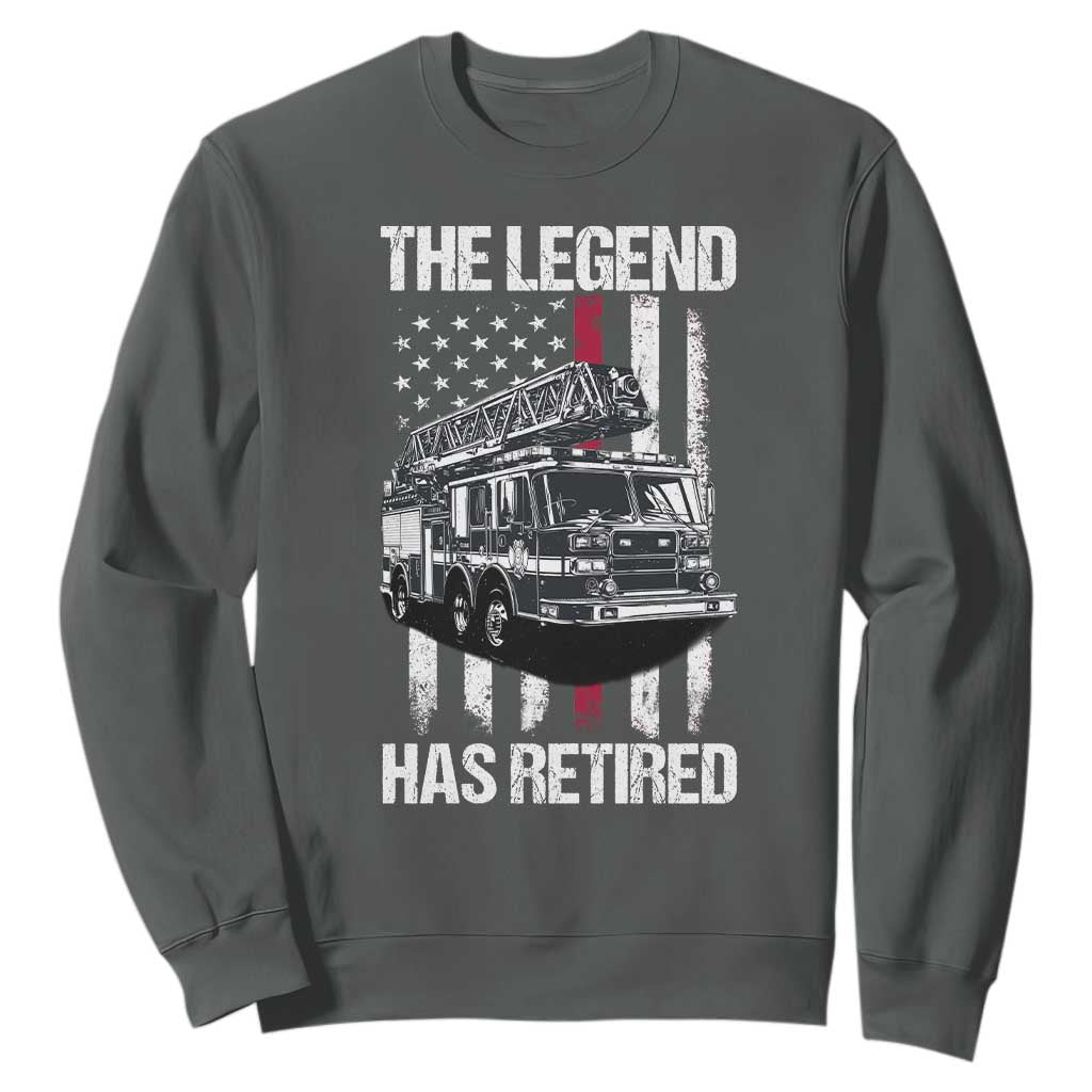 Retired Firefighter Sweatshirt American Flag Vintage Fireman Retirement Gifts TS10 Dark Heather Print Your Wear