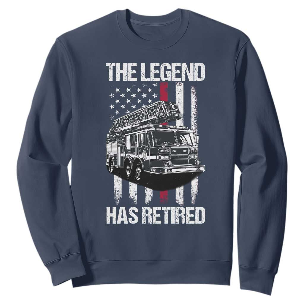 Retired Firefighter Sweatshirt American Flag Vintage Fireman Retirement Gifts TS10 Navy Print Your Wear