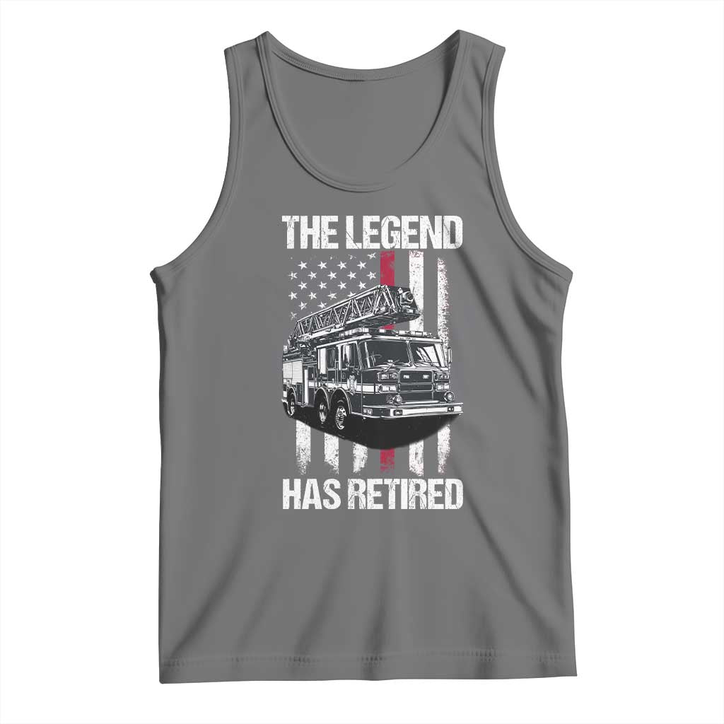 Retired Firefighter Tank Top American Flag Vintage Fireman Retirement Gifts TS10 Black Heather Print Your Wear