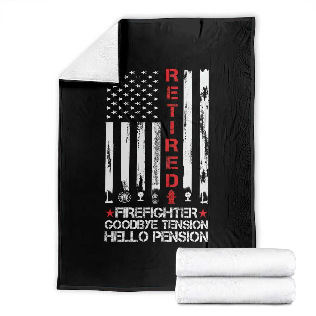 Retired Firefighter Throw Blanket Goodbye Tension Hello Pension Fireman Retirement Gifts TS10 Black Print Your Wear