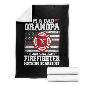 Retired Firefighter Grandpa Throw Blanket Retro American Flag TS10 Black Print Your Wear