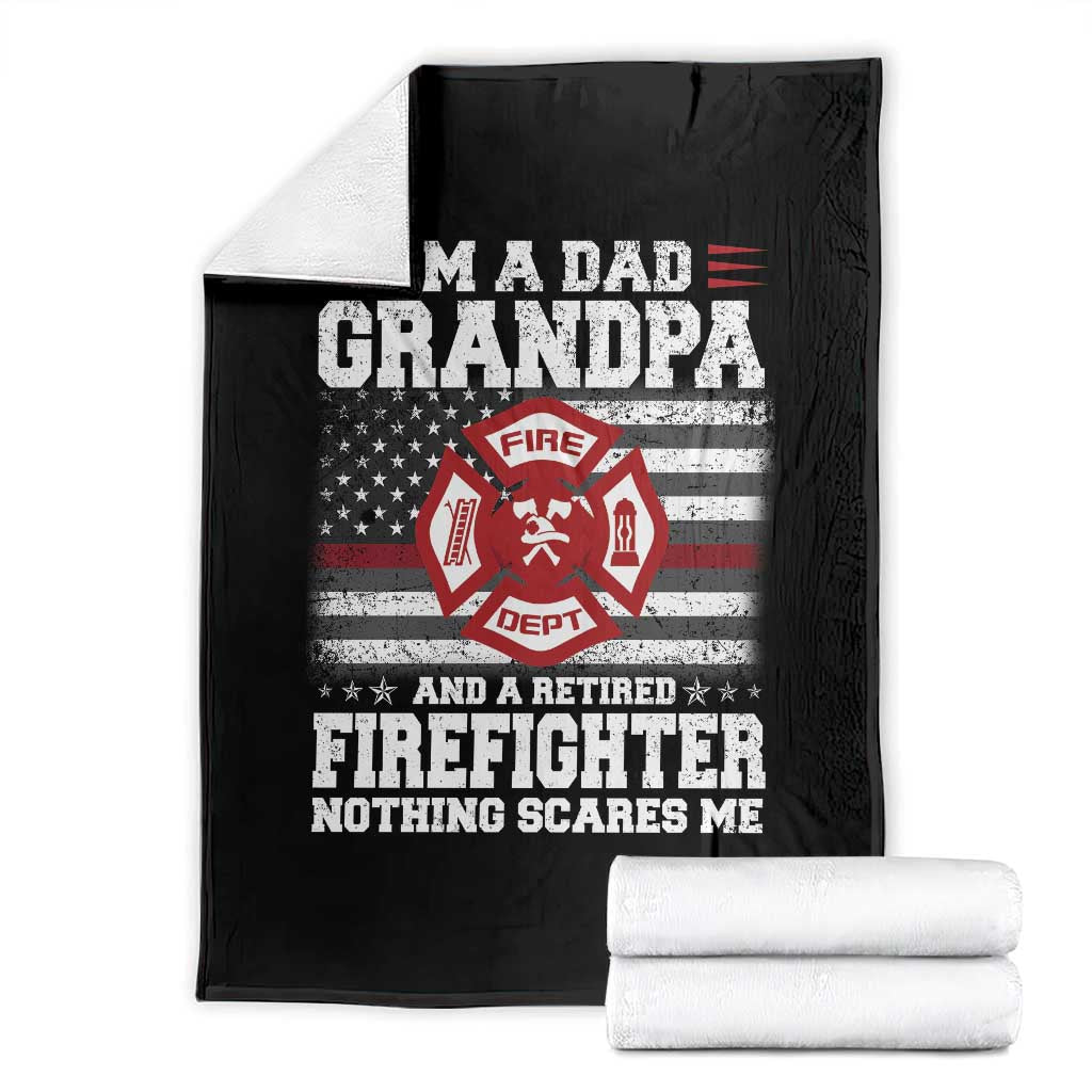 Retired Firefighter Grandpa Throw Blanket Retro American Flag TS10 Black Print Your Wear
