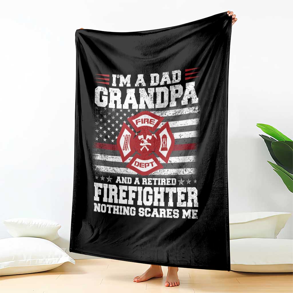 Retired Firefighter Grandpa Throw Blanket Retro American Flag TS10 Print Your Wear