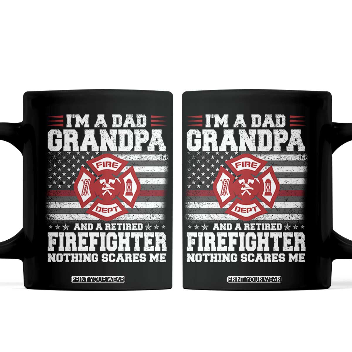 Retired Firefighter Grandpa Coffee Mug Retro American Flag TS10 Black Print Your Wear