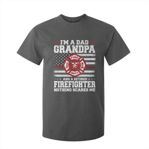 Retired Firefighter Grandpa T Shirt For Kid Retro American Flag TS10 Dark Heather Print Your Wear