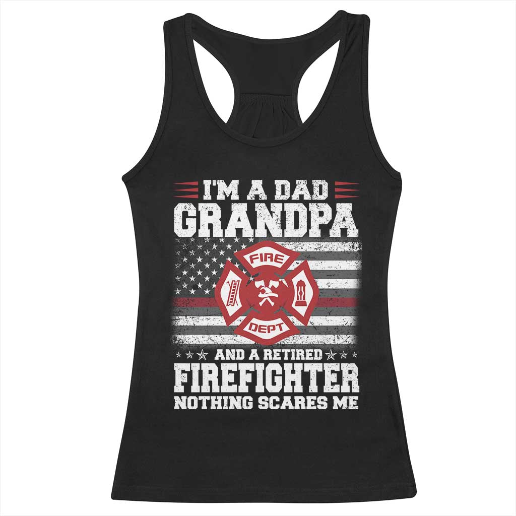 Retired Firefighter Grandpa Racerback Tank Top Retro American Flag TS10 Black Print Your Wear