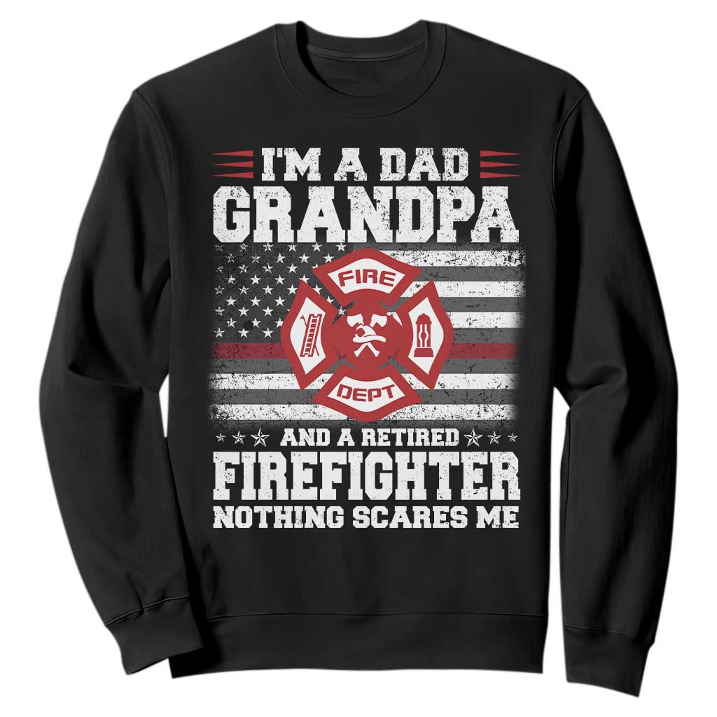 Retired Firefighter Grandpa Sweatshirt Retro American Flag TS10 Black Print Your Wear