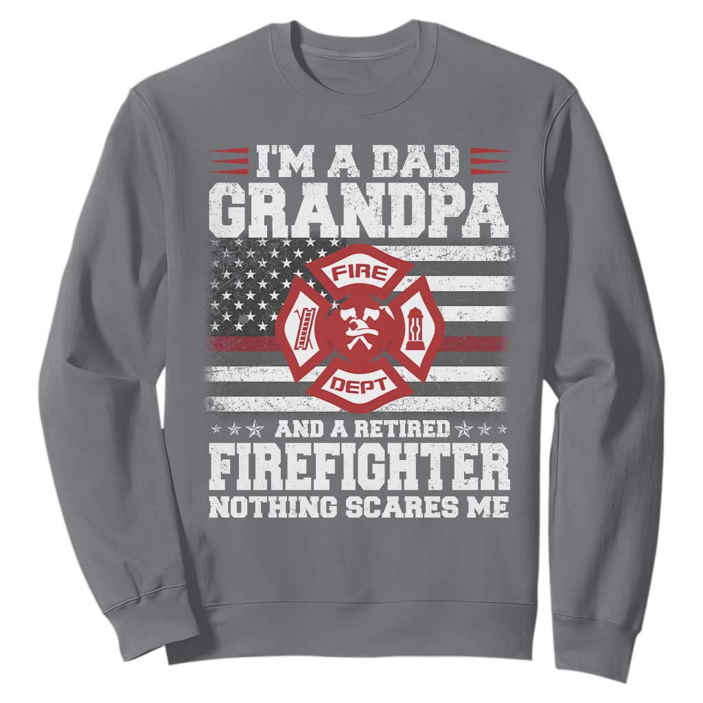 Retired Firefighter Grandpa Sweatshirt Retro American Flag TS10 Charcoal Print Your Wear