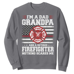 Retired Firefighter Grandpa Sweatshirt Retro American Flag TS10 Charcoal Print Your Wear