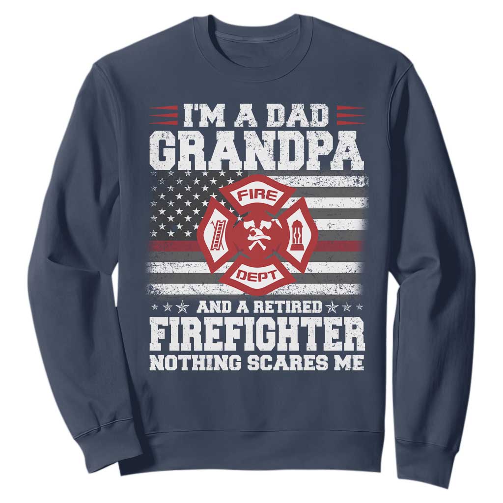 Retired Firefighter Grandpa Sweatshirt Retro American Flag TS10 Navy Print Your Wear