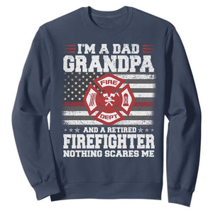 Retired Firefighter Grandpa Sweatshirt Retro American Flag TS10 Navy Print Your Wear