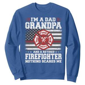 Retired Firefighter Grandpa Sweatshirt Retro American Flag TS10 Royal Blue Print Your Wear