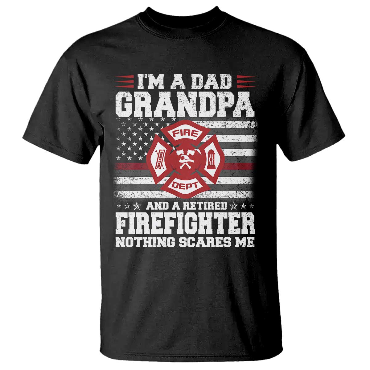 Retired Firefighter Grandpa T Shirt Retro American Flag TS10 Black Print Your Wear